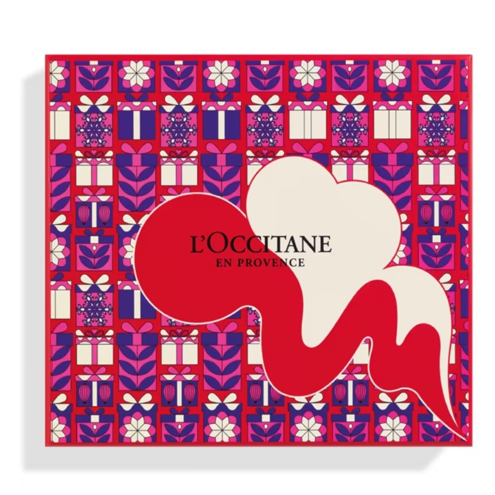 L’Occitane Medium Size Red and Blue Gift Box With Tissue Paper Limited Edition